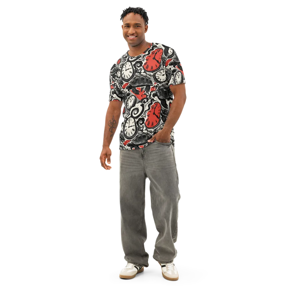 Red Hour Almanac on Men's Cotton Crew Neck T-Shirt — Front