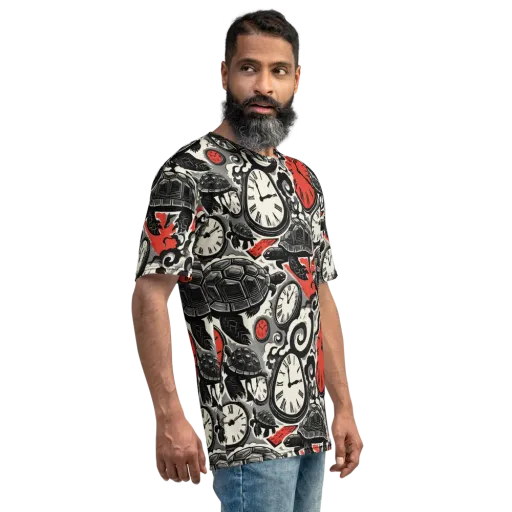 Red Hour Almanac on a Men's Crew Neck T-Shirt