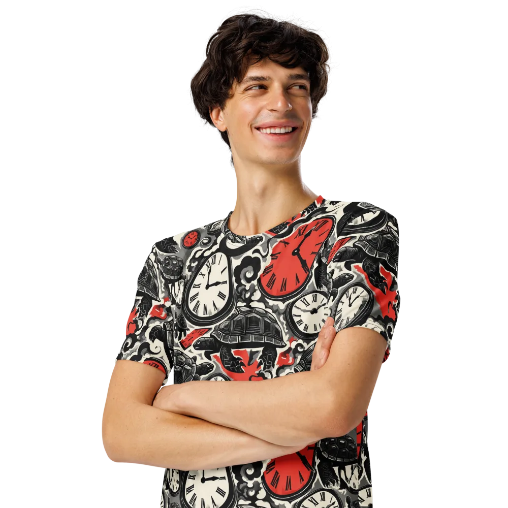 Red Hour Almanac on Men's Crew Neck T-Shirt — Left Front
