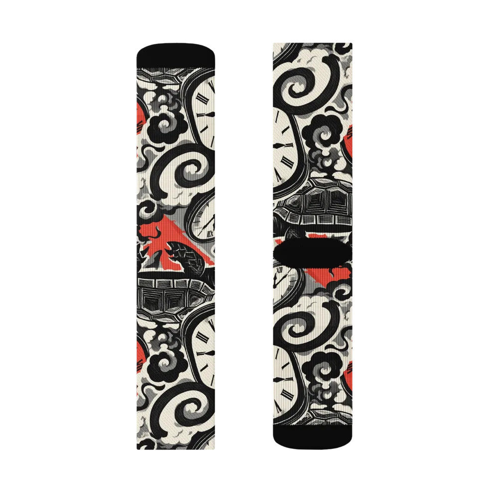 Red Hour Almanac on Socks — Right Sock