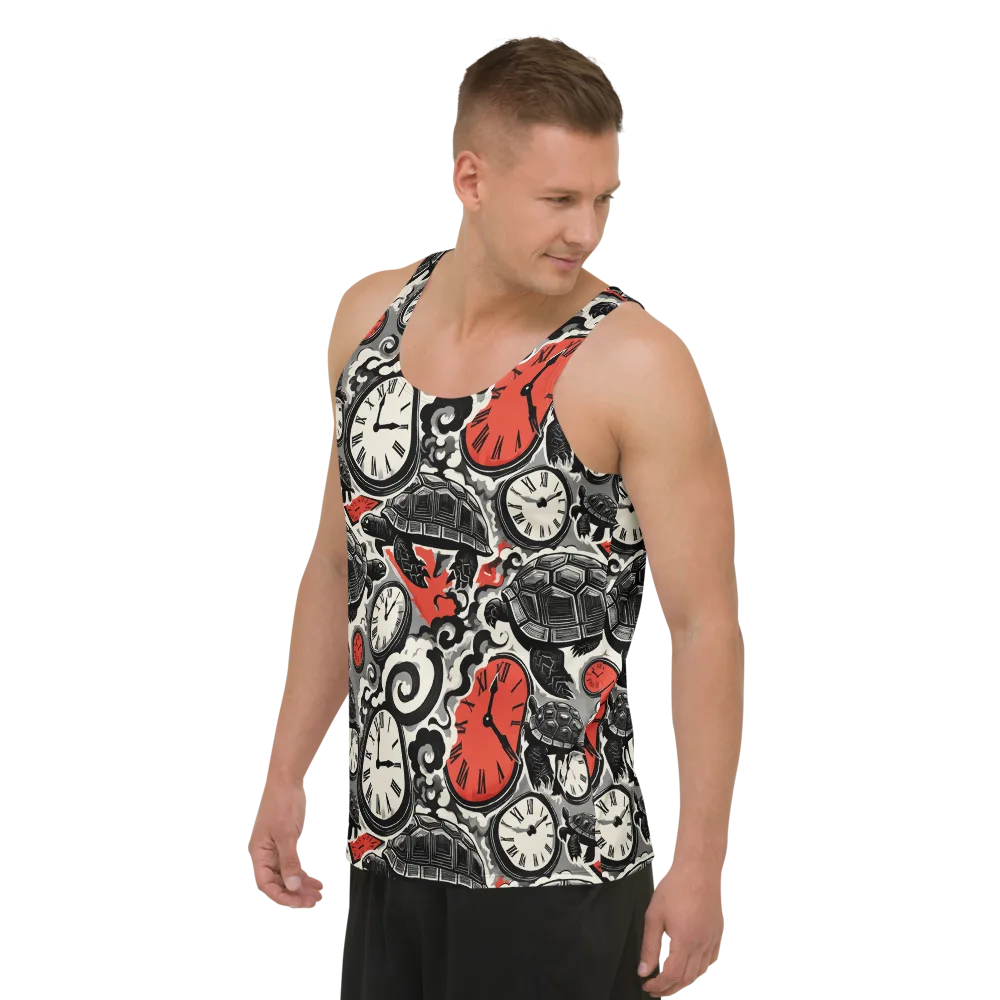 Red Hour Almanac on Men's Tank Top — Left Front