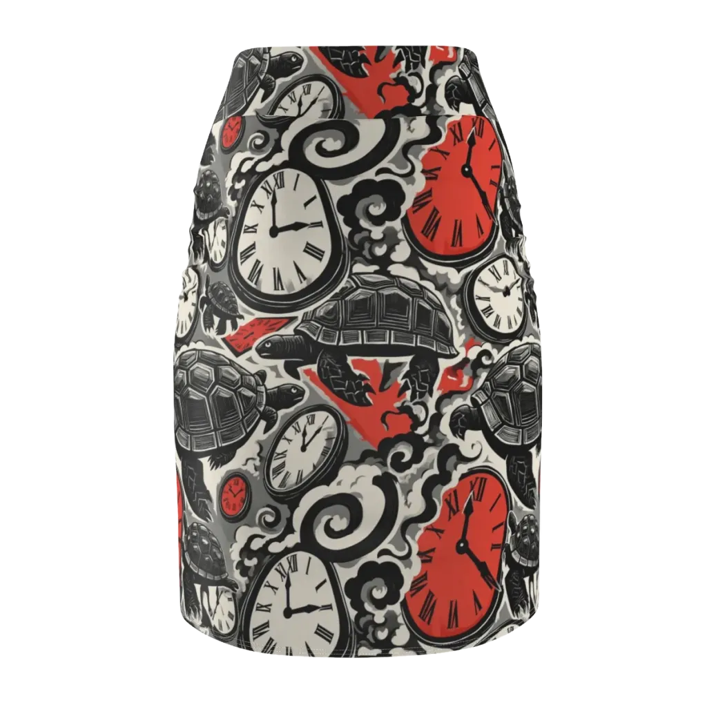 Red Hour Almanac on Pencil Skirt — Back