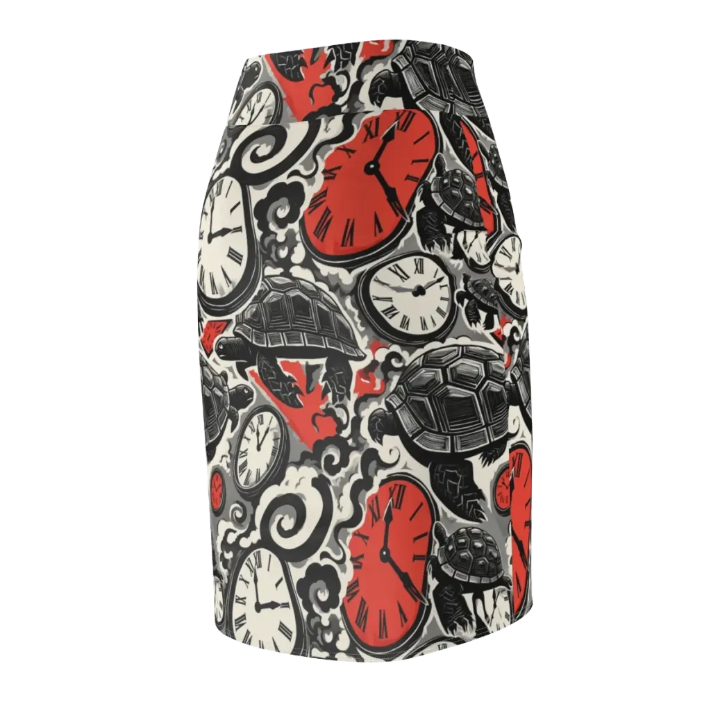 Red Hour Almanac on Pencil Skirt — Back Side