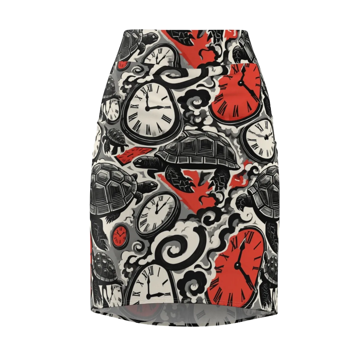 Red Hour Almanac on Pencil Skirt — Front
