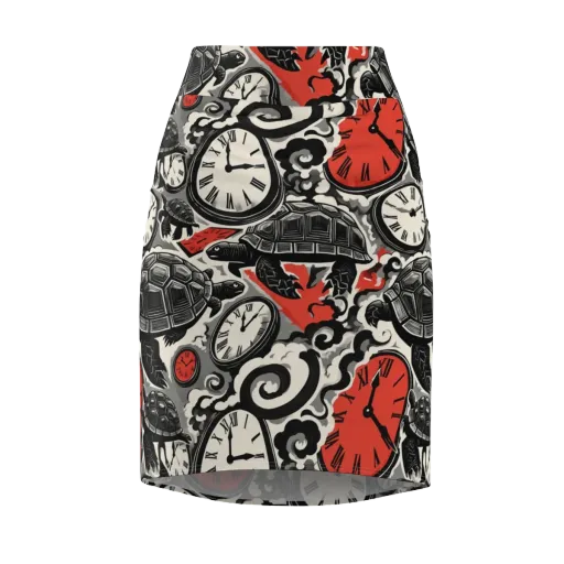 Red Hour Almanac on a Pencil Skirt