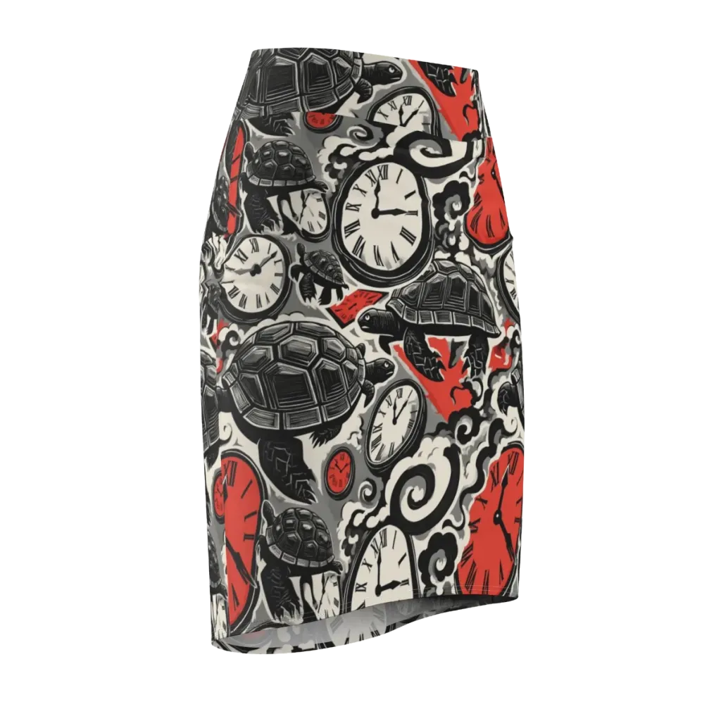Red Hour Almanac on Pencil Skirt — Front Side