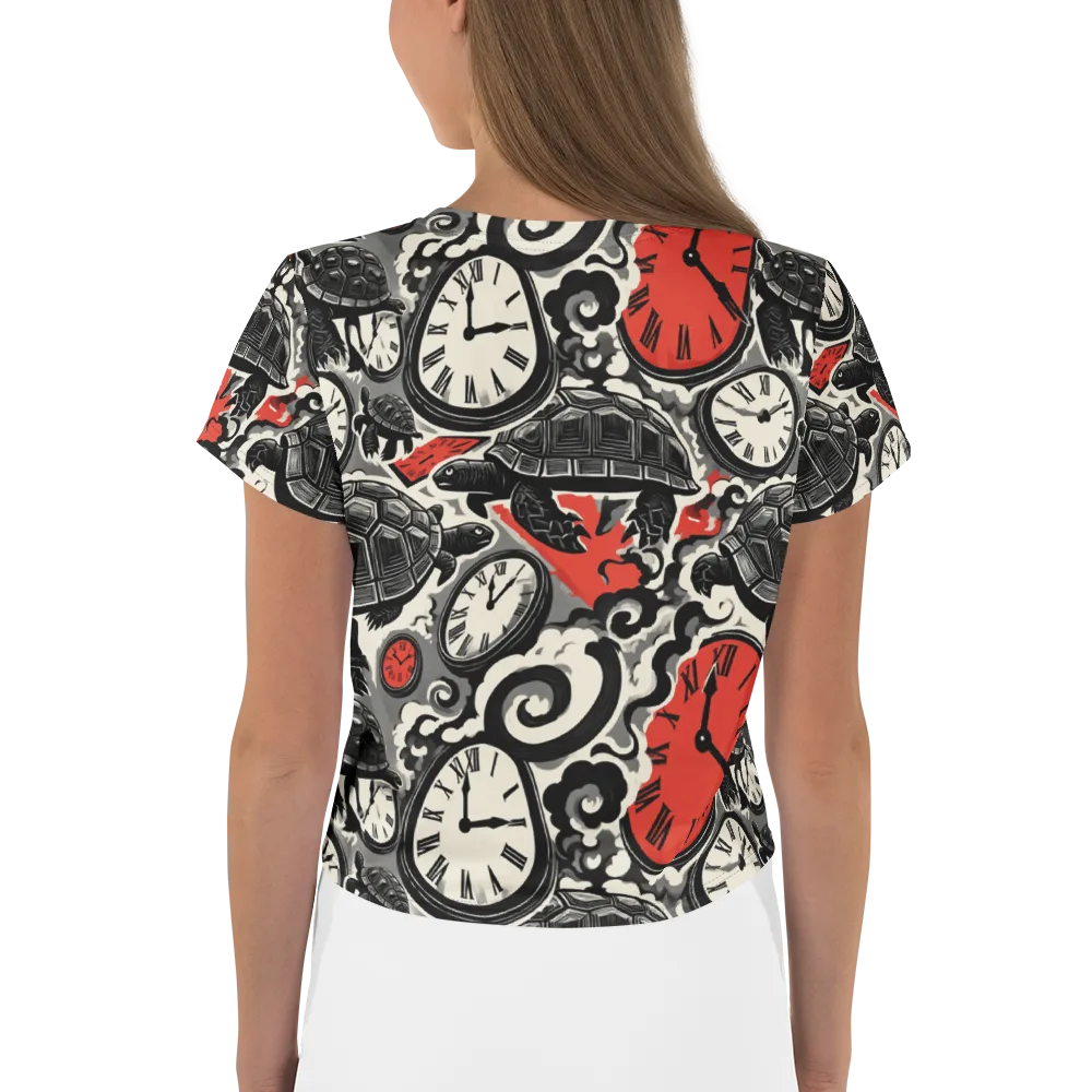 Red Hour Almanac on Crop Tee — Back