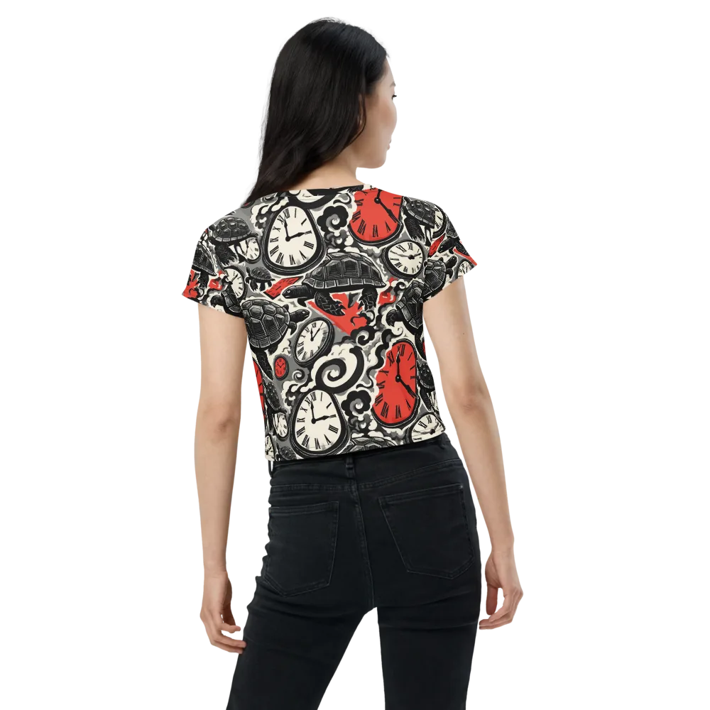 Red Hour Almanac on Crop Tee — Back