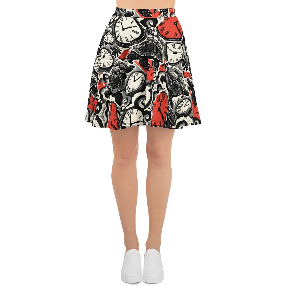 Red Hour Almanac on Skater Skirt — Front