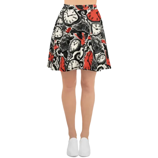 Red Hour Almanac on a Skater Skirt
