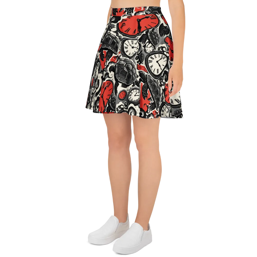 Red Hour Almanac on Skater Skirt — Left