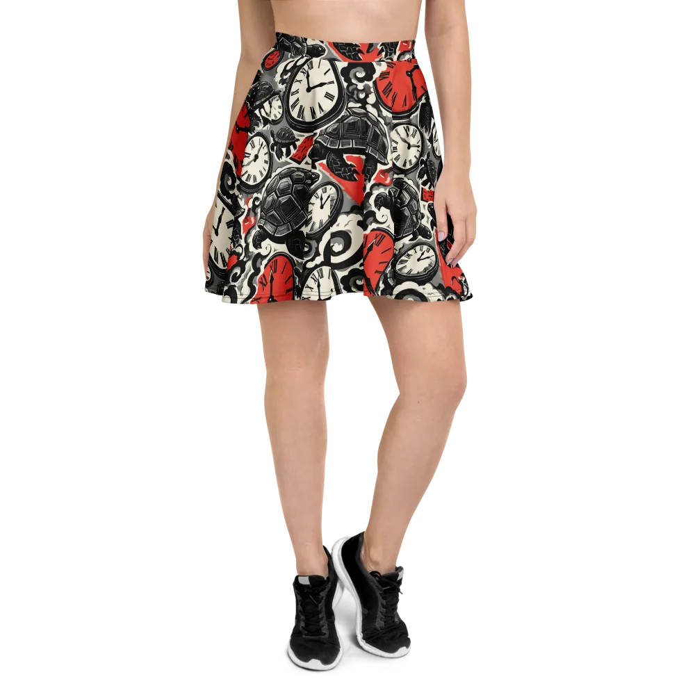 Red Hour Almanac on Skater Skirt — Front