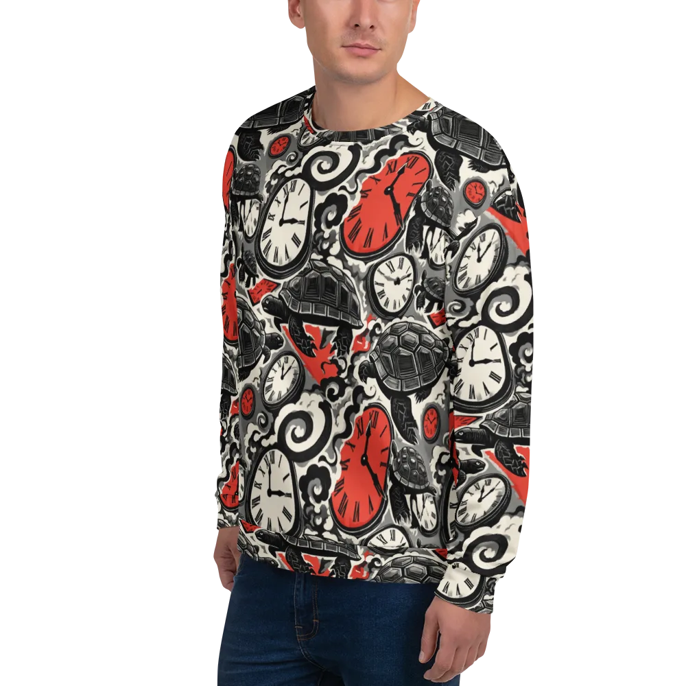 Red Hour Almanac on Sweatshirt — Left Front