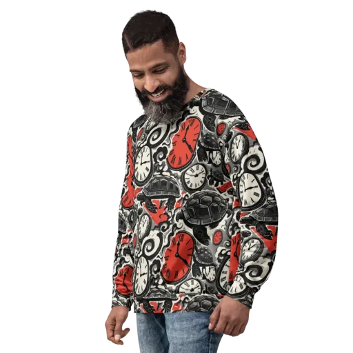 Red Hour Almanac on a Sweatshirt