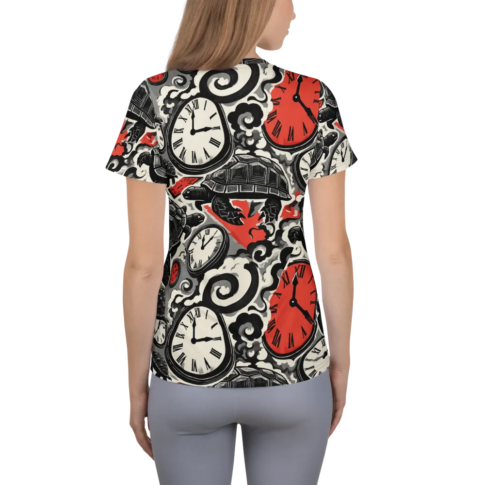 Red Hour Almanac on Women's Athletic T-Shirt — Back