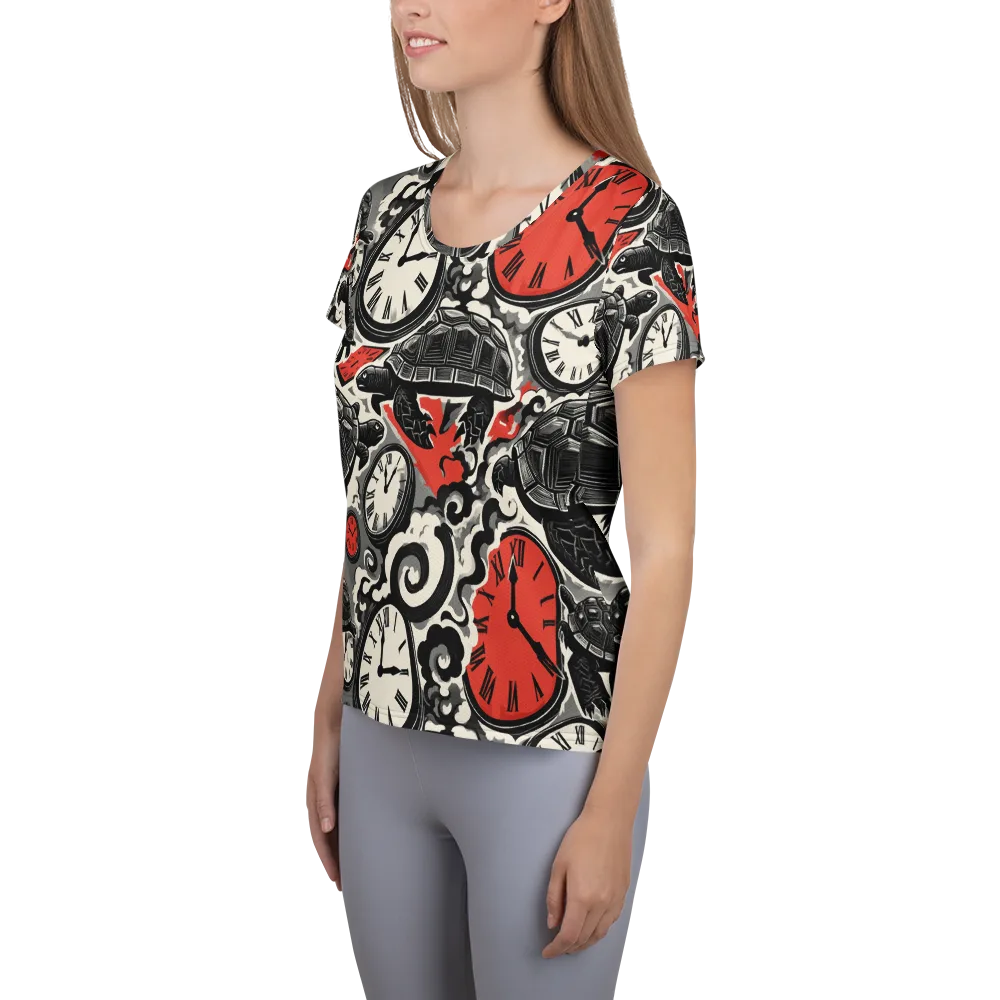 Red Hour Almanac on Women's Athletic T-Shirt — Left