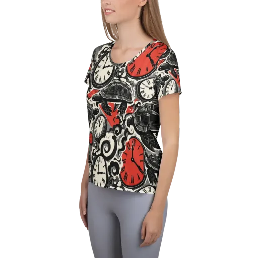 Red Hour Almanac on a Women's Athletic T-Shirt