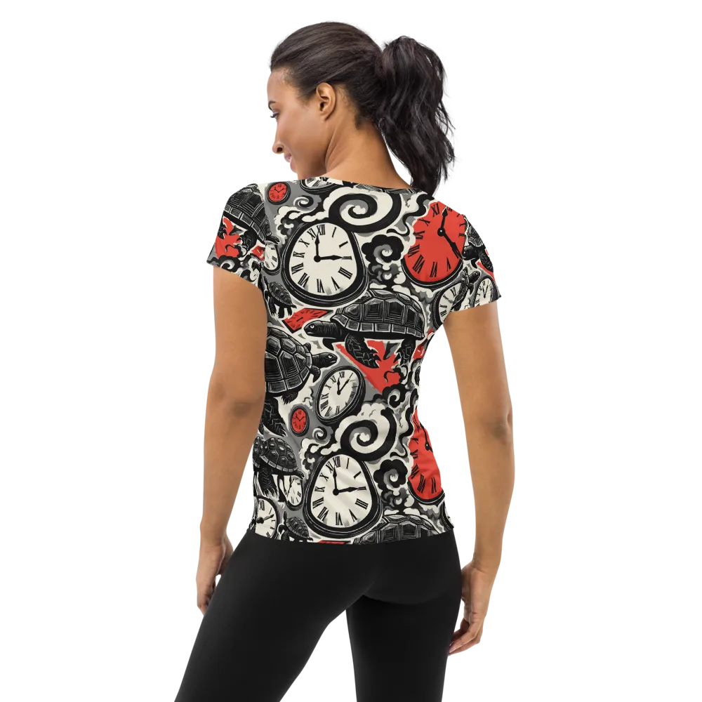 Red Hour Almanac on Women's Athletic T-Shirt — Back