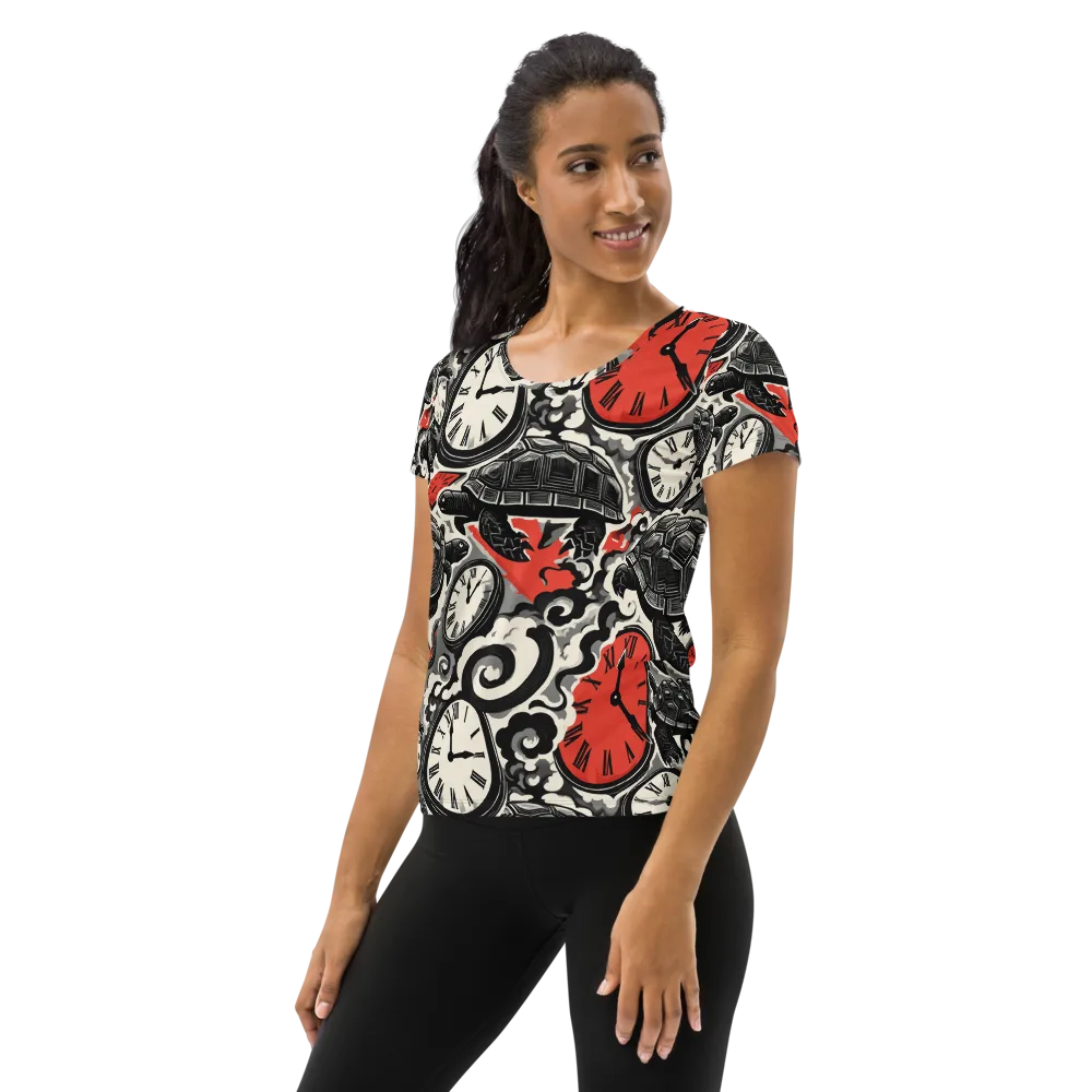 Red Hour Almanac on Women's Athletic T-Shirt — Left
