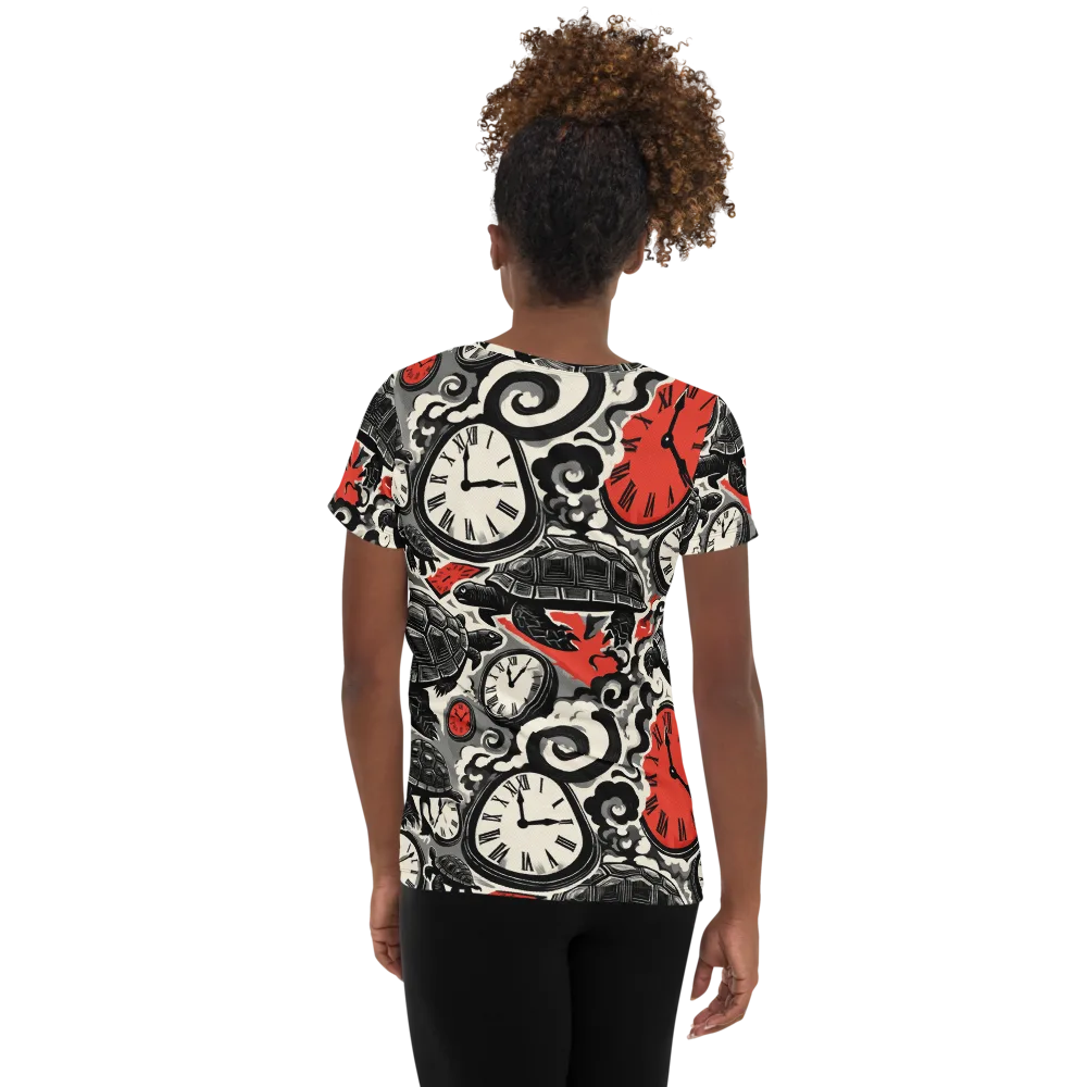 Red Hour Almanac on Women's Athletic T-Shirt — Back