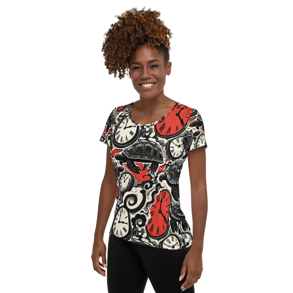 Red Hour Almanac on Women's Athletic T-Shirt — Left