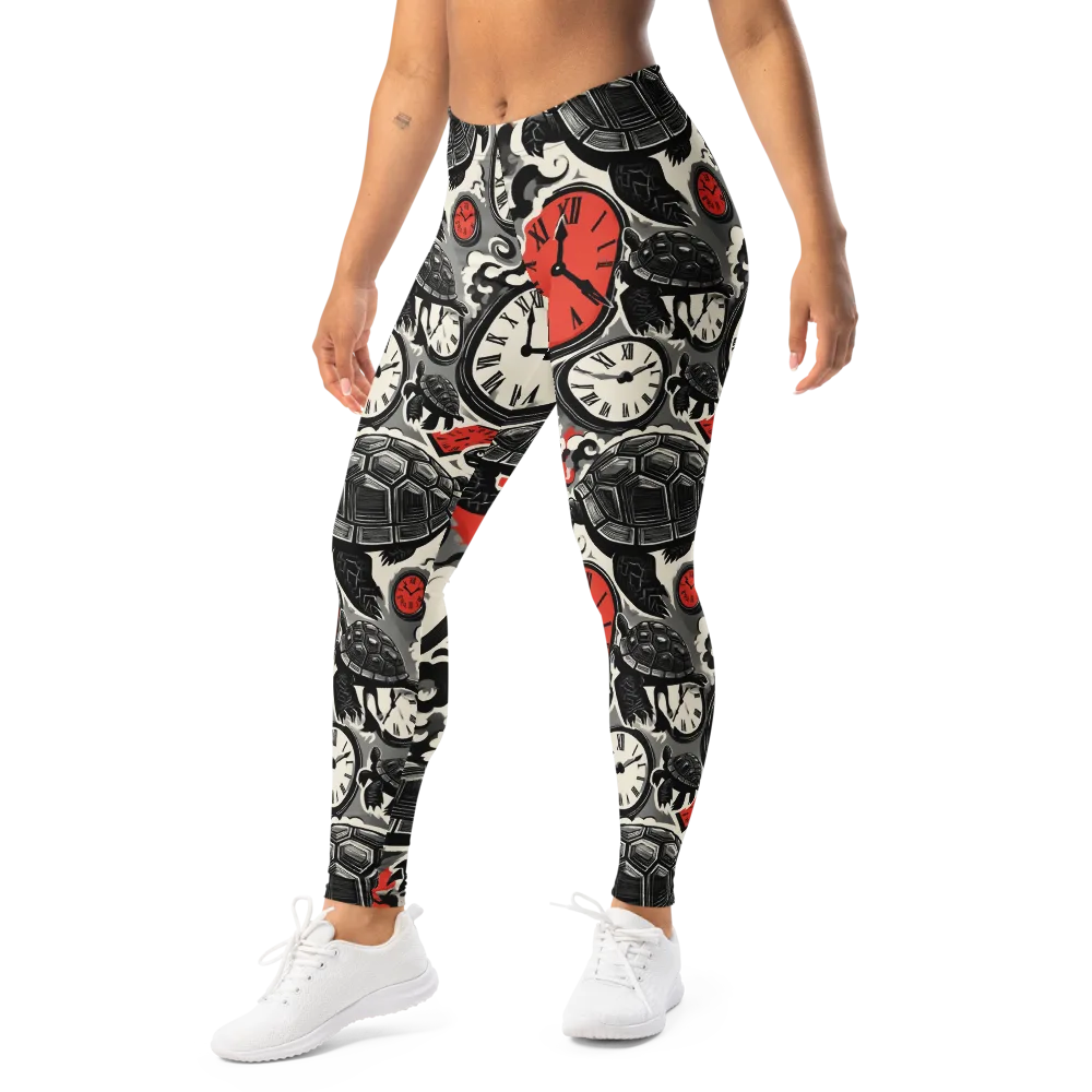 Red Hour Almanac on Leggings — Left Front
