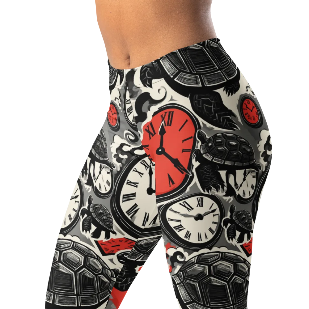 Red Hour Almanac on Leggings — Left Front