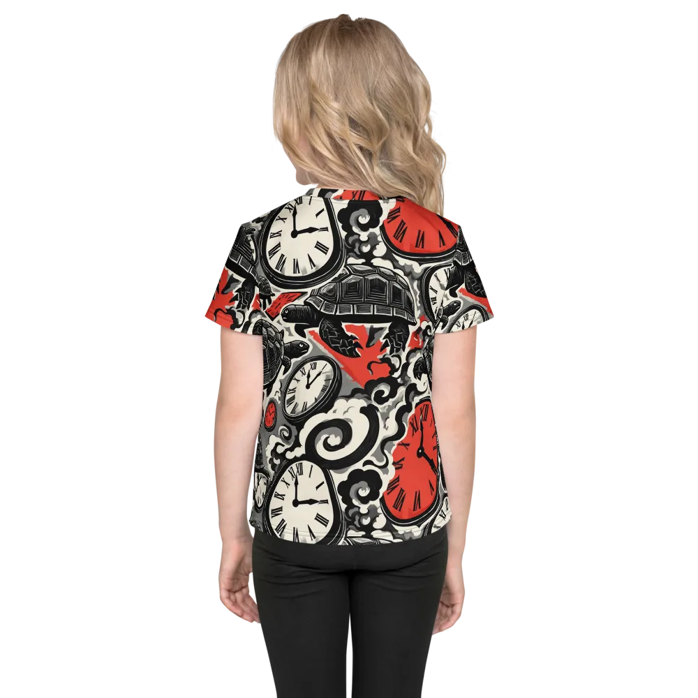 Red Hour Almanac on Kids Crew Neck T-Shirt — Back