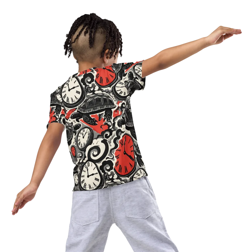 Red Hour Almanac on Kids Crew Neck T-Shirt — Back