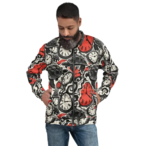 Red Hour Almanac on a Bomber Jacket
