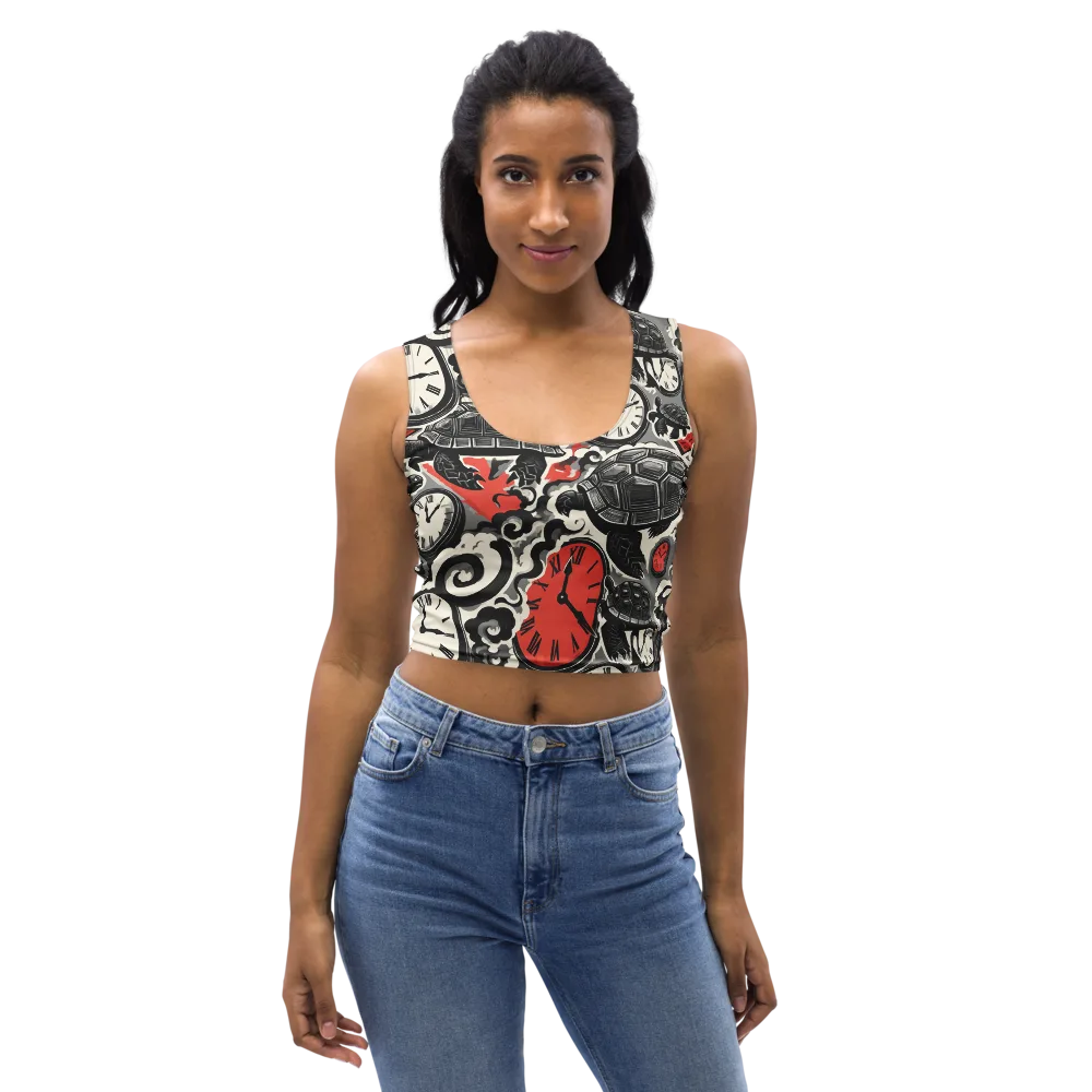 Red Hour Almanac on Crop Top — Front
