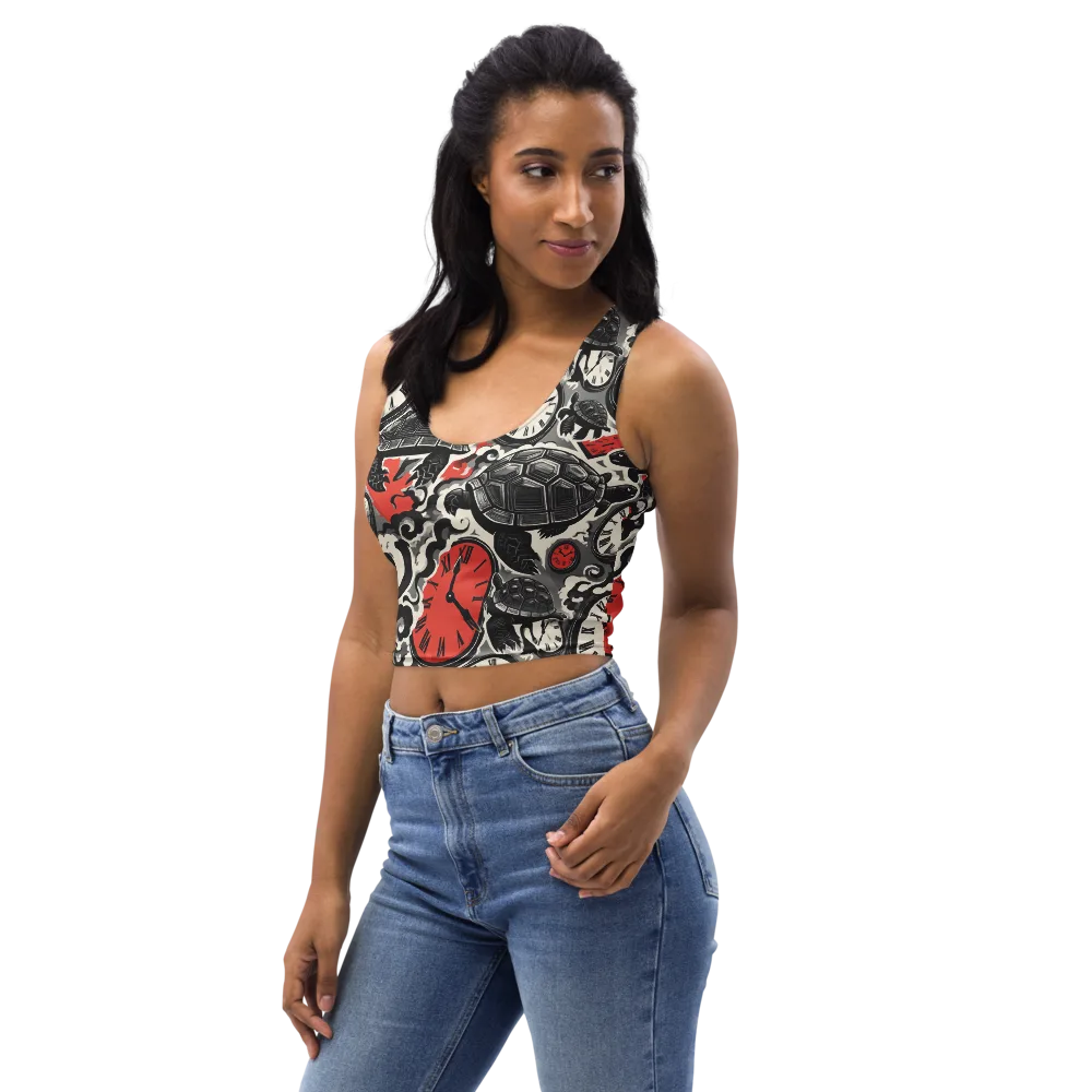 Red Hour Almanac on Crop Top — Left Front