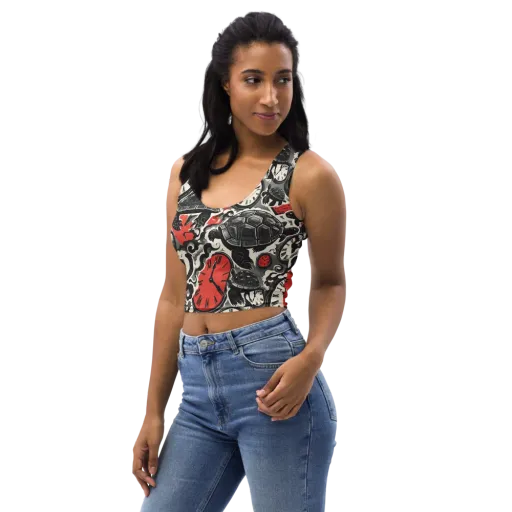 Red Hour Almanac on a Crop Top