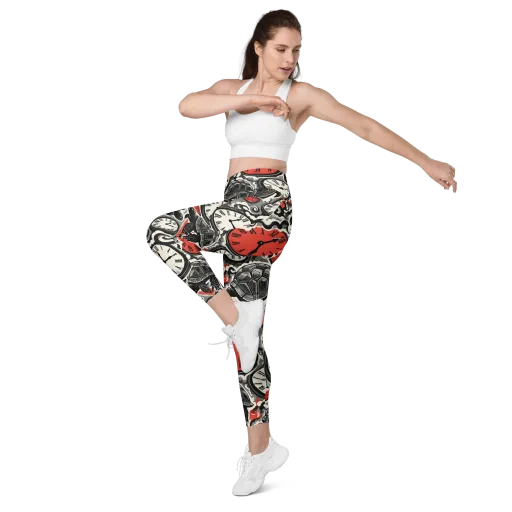 Red Hour Almanac on a Leggings with Pockets