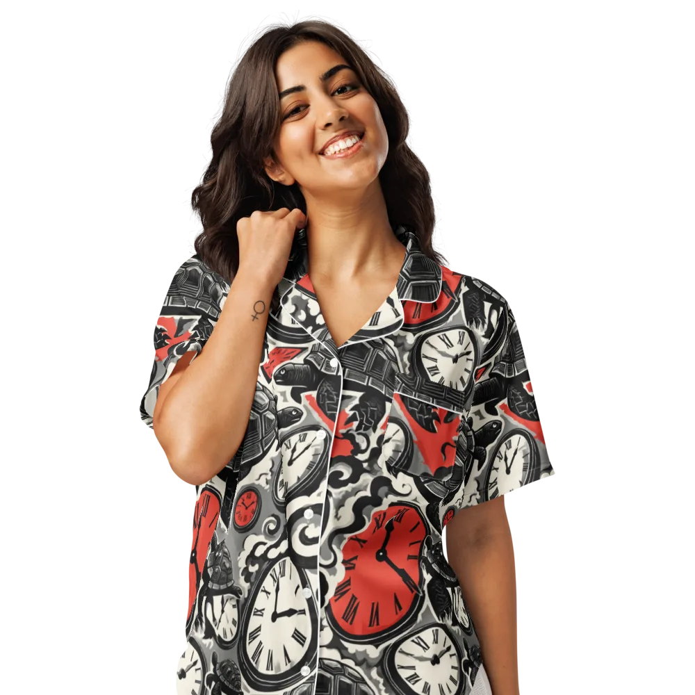 Red Hour Almanac on Women's Short Sleeve Pajama Top — Front