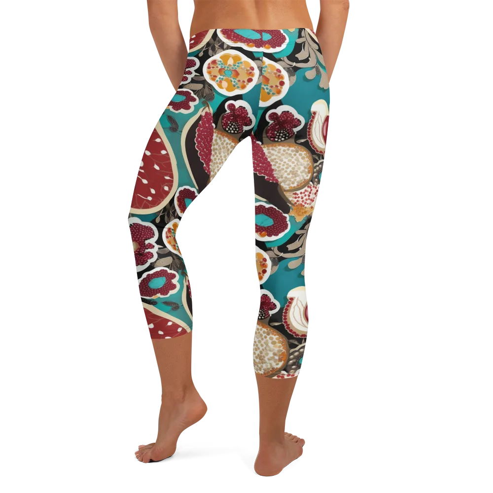 Garnet Garden on Capri Leggings — Back