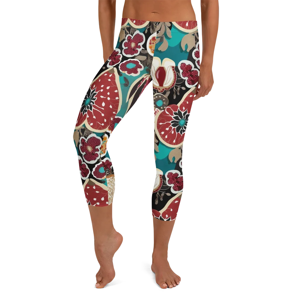 Garnet Garden on Capri Leggings — Front