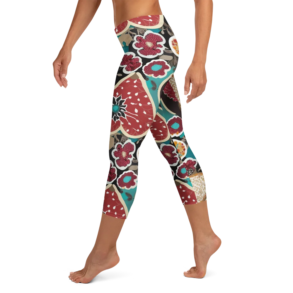 Garnet Garden on Capri Leggings — Left