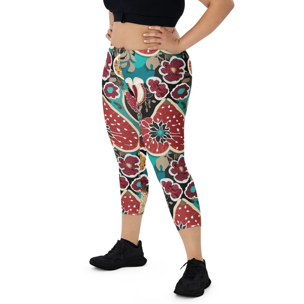 Garnet Garden on Capri Leggings — Front