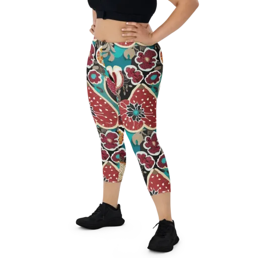 Garnet Garden on a Capri Leggings