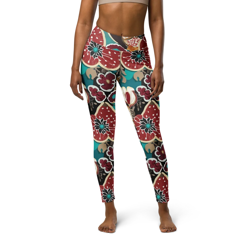 Garnet Garden on Yoga Leggings — Front
