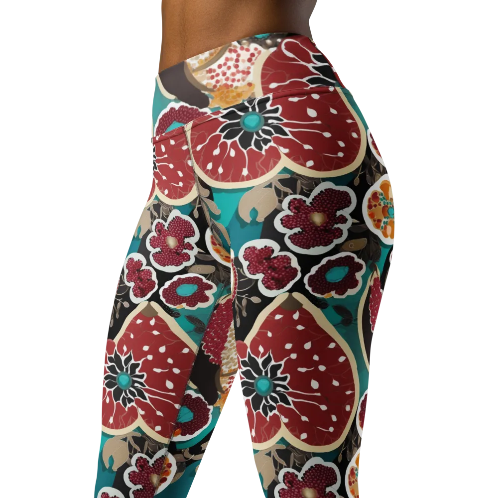Garnet Garden on Yoga Leggings — Left Front