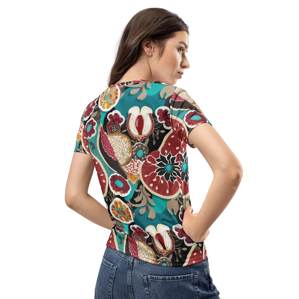 Garnet Garden on Women's Crew Neck T-Shirt — Back
