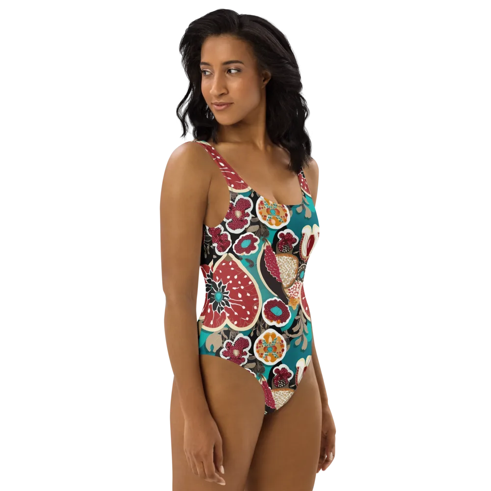 Garnet Garden on One-Piece Swimsuit — Right