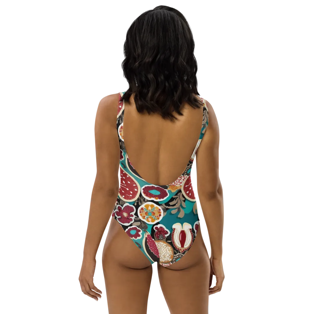 Garnet Garden on One-Piece Swimsuit — Back