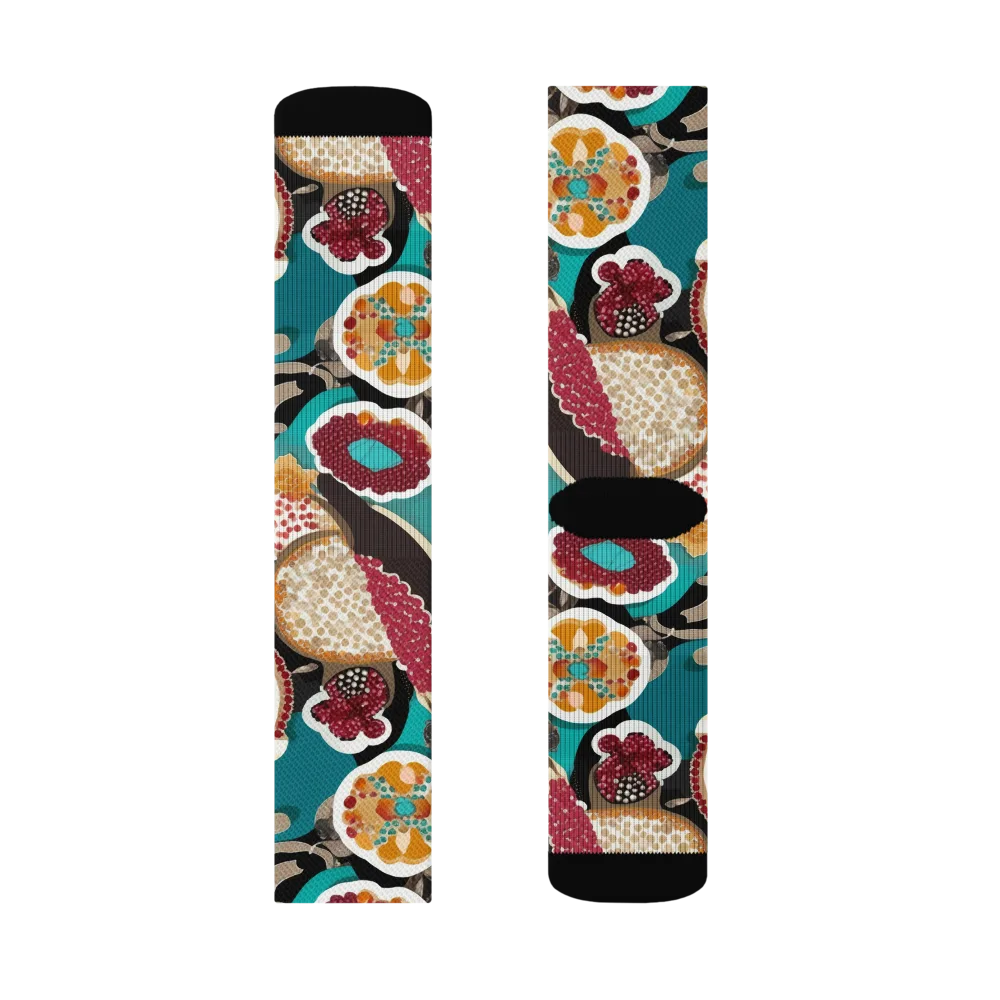 Garnet Garden on Socks — Left Sock