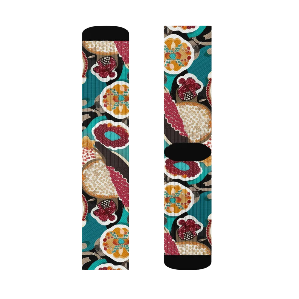 Garnet Garden on Socks — Right Sock