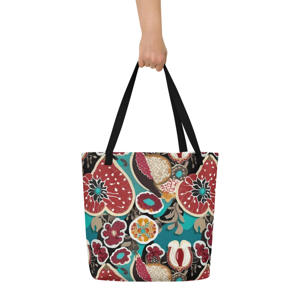 Garnet Garden on Large Tote Bag W/ Pocket — Front