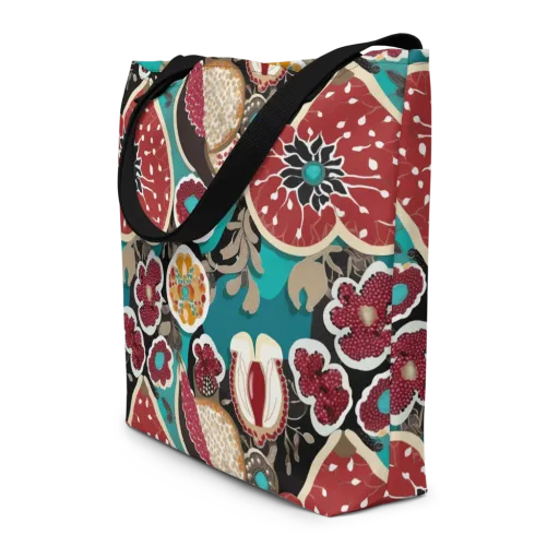 Garnet Garden on a Large Tote Bag W/ Pocket
