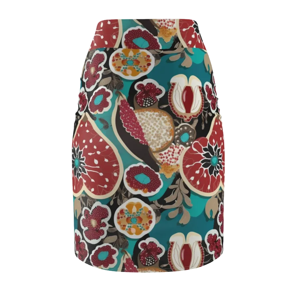 Garnet Garden on Pencil Skirt — Back